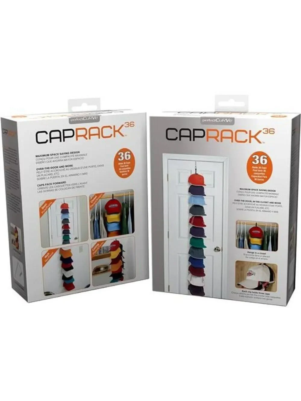 Perfect Curve Cap Rack Organizer Holds 36 Baseball Hats Over Door Closet Wall